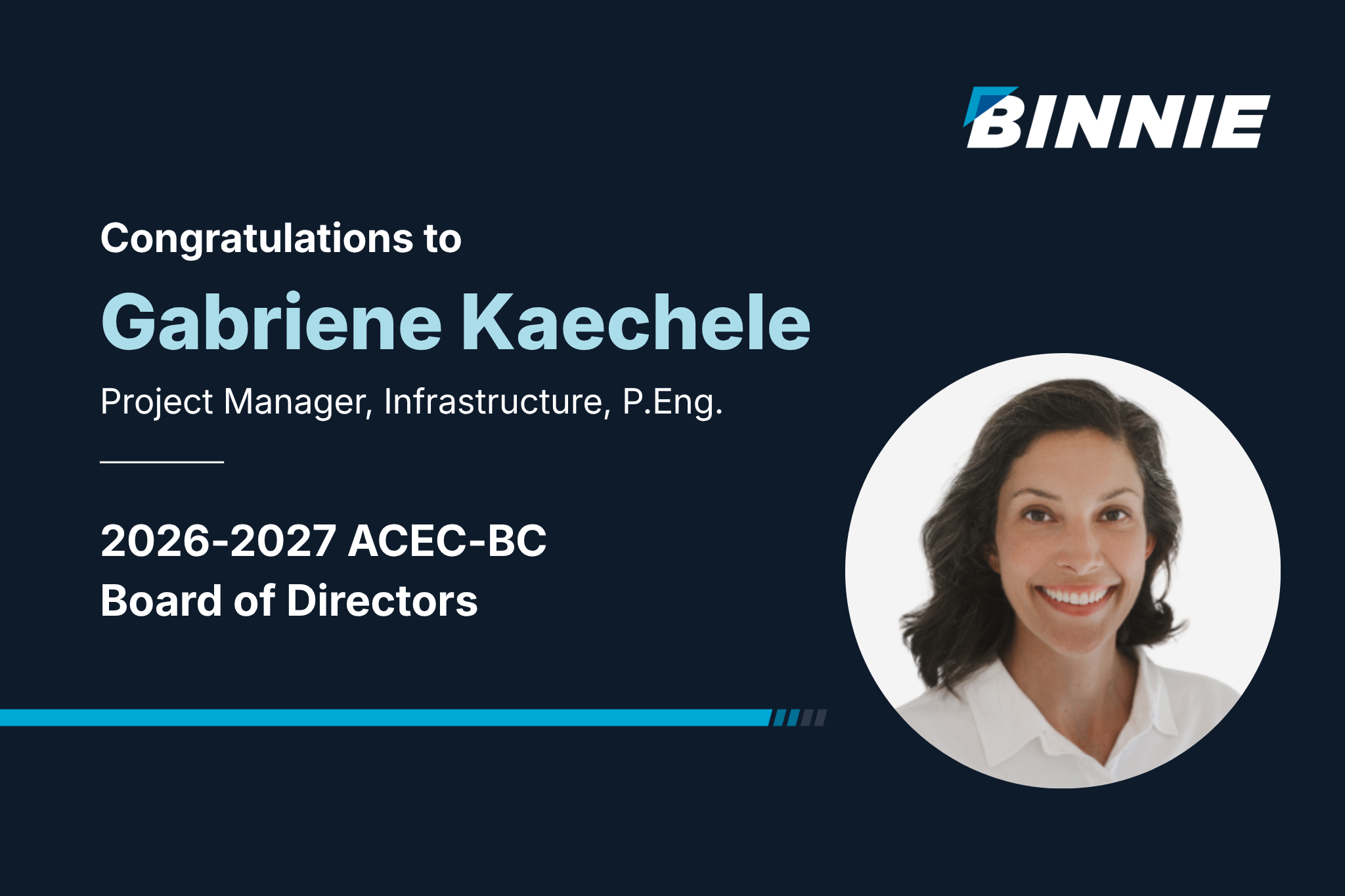 Graphic: Congratulations to Gabriene Kaechele for her appointment on the ACEC-BC Board of Directors